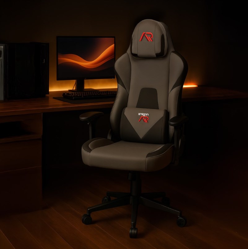 Fotel gamingowy ARAGON – ergonomiczny styl w kolorze szaro‑czarnym